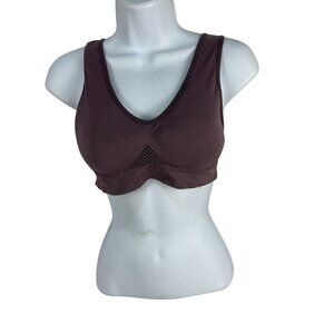 Seamless Mesh Insert Stretch Sports Bra Women’s Size L Workout Activewear Purple